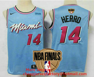 Men's Miami Heat #14 Tyler Herro Light Blue 2020 NBA Finals Patch Nike Swingman Ultimate Software Stitched NBA Jersey
