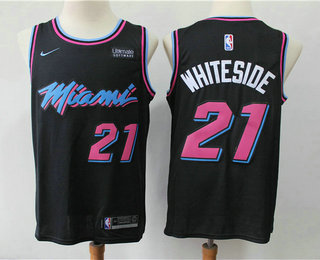 Men's Miami Heat #21 Hassan Whiteside Black 2018 Ultimate Software Stitched City Edition Jersey