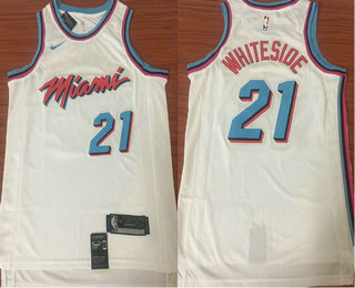 Men's Miami Heat #21 Hassan Whiteside White Nike NBA Swingman City Edition Jersey