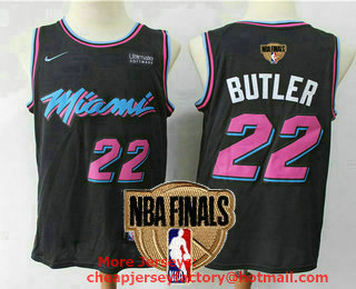 Men's Miami Heat #22 Jimmy Butler Black 2020 NBA Finals Patch NBA Finals Patch Ultimate Software Stitched City Edition Jersey