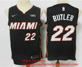 Men's Miami Heat #22 Jimmy Butler Black 2020 Nike Swingman Stitched NBA Jersey With The NEW Sponsor Logo