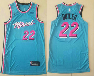 Men's Miami Heat #22 Jimmy Butler Light Blue 2019 Nike Authentic Stitched NBA Jersey With The Sponsor Logo