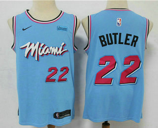 Men's Miami Heat #22 Jimmy Butler Light Blue 2019 Nike Swingman Ultimate Software Stitched NBA Jersey
