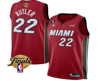 Men's Miami Heat #22 Jimmy Butler Red 2023 Finals Statement Edition With 6 Patch Stitched Jersey