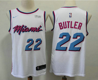 Men's Miami Heat #22 Jimmy Butler White 2019 Ultimate Software Stitched City Edition Jersey