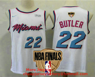 Men's Miami Heat #22 Jimmy Butler White 2020 NBA Finals Patch Ultimate Software Stitched City Edition Jersey