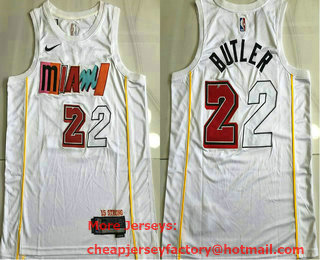 Men's Miami Heat #22 Jimmy Butler White Classic 2022 Icon AU Jersey