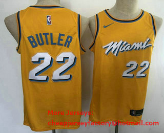 Men's Miami Heat #22 Jimmy Butler Yellow 2020 Nike City Edition Swingman Jersey