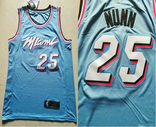 Men's Miami Heat #25 Kendrick Nunn Light Blue 2020 Nike City Edition Swingman Jersey