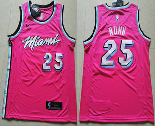 Men's Miami Heat #25 Kendrick Nunn Pink Nike Swingman 2019 playoffs Earned Edition Stitched Jersey