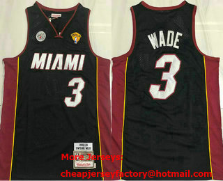 Men's Miami Heat #3 Dwyane Wade Black 2012-13 Hardwood Classics Soul AU Throwback Jersey