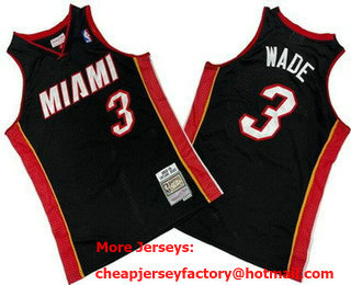 Men's Miami Heat #3 Dwyane Wade Black 2012 Throwback Swingman Jersey