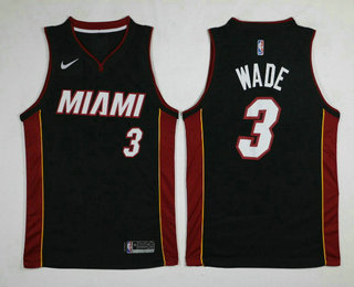 Men's Miami Heat #3 Dwyane Wade Black 2017-2018 Nike Swingman Stitched NBA Jersey