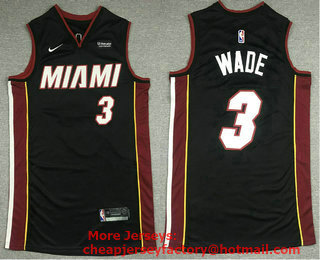 Men's Miami Heat #3 Dwyane Wade Black 2019 Nike Swingman Stitched NBA Jersey With The Sponsor Logo