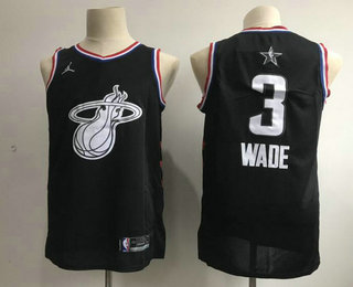 Men's Miami Heat #3 Dwyane Wade Jordan Brand Black 2019 All-Star Game Swingman Jersey