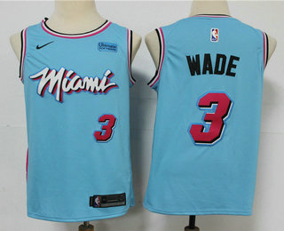 Men's Miami Heat #3 Dwyane Wade Light Blue 2020 Nike City Edition Ultimate Software Swingman Jersey