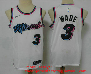 Men's Miami Heat #3 Dwyane Wade NEW White Nike 2021 Swingman Stitched NBA Jersey