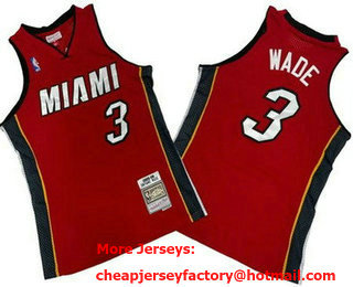 Men's Miami Heat #3 Dwyane Wade Red 2005 Throwback Swingman Jersey