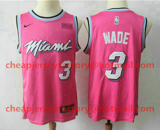 Men's Miami Heat #3 Dwyane Wade Red Nike Swingman 2018 playoffs Earned Edition Stitched Jersey With The Sponsor Logo