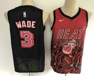Men's Miami Heat #3 Dwyane Wade Red with Black Salute Nike Swingman Stitched NBA Jersey