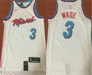Men's Miami Heat #3 Dwyane Wade White Nike NBA Swingman City Edition Jersey