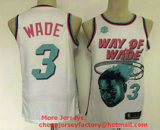 Men's Miami Heat #3 Dwyane Wade White Way Of Wade Nike Swingman Stitched Fashion NBA Jersey