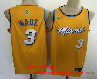 Men's Miami Heat #3 Dwyane Wade Yellow 2020 Nike City Edition Swingman Jersey