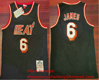 Men's Miami Heat #6 LeBron James 2010-11 Black Hardwood Classics Swingman Throwback Jersey