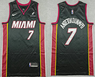 Men's Miami Heat #7 Giannis Antetokounmpo Black Icon Sponsor Swingman Jersey