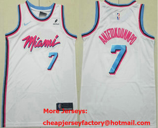 Men's Miami Heat #7 Giannis Antetokounmpo White City Sponsor Swingman Jersey