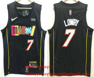 Men's Miami Heat #7 Kyle Lowry Black Diamond 2022 City Edition Swingman Stitched Jersey With Sponsor Logo