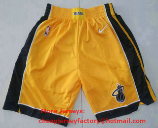 Men's Miami Heat Yellow Nike Swingman 2021 Earned Edition Stitched Shorts