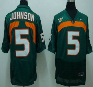 Men's Miami Hurricanes #5 Andre Johnson Green NCAA Football Nike Jersey