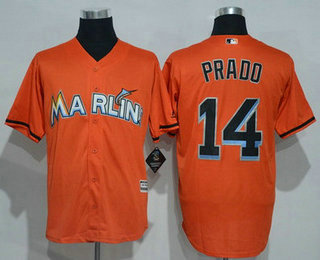 Men's Miami Marlins #14 Martin Prado Orange Cool Base Baseball Jersey