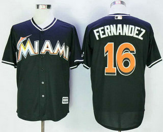 Men's Miami Marlins #16 Jose Fernandez Black Stitched MLB Cool Base Jersey