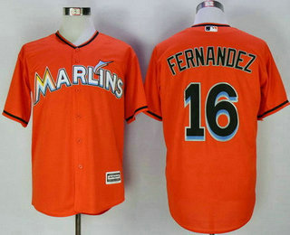 Men's Miami Marlins #16 Jose Fernandez Orange Stitched MLB Cool Base Jersey