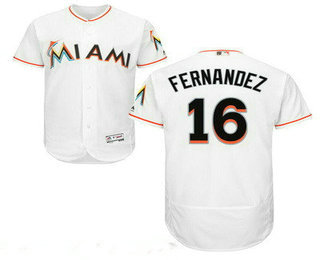 Men's Miami Marlins #16 Jose Fernandez White Home Stitched MLB 2016 Flex Base Jersey