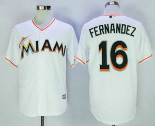Men's Miami Marlins #16 Jose Fernandez White Home Stitched MLB Cool Base Jersey