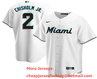 Men's Miami Marlins #2 Jazz Chisholm Jr White Stitched MLB Cool Base Nike Jersey