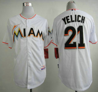 Men's Miami Marlins #21 Christian Yelich White Jersey