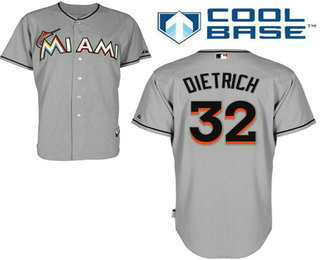 Men's Miami Marlins #32 Derek Dietrich Gray Road Stitched Baseball Jersey