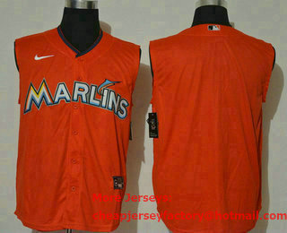 Men's Miami Marlins Blank Orange 2020 Cool and Refreshing Sleeveless Fan Stitched MLB Nike Jersey