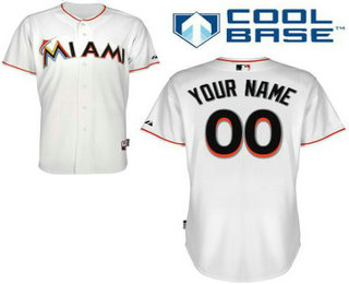 Men's Miami Marlins Home White Customized Jersey