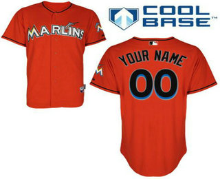 Men's Miami Marlins Orange Customized Jersey