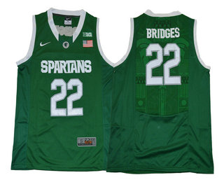 Men's Michigan State Spartans #22 Miles Bridges Green College Basketball Nike Jersey