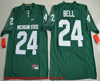 Men's Michigan State Spartans #24 Le'Veon Bell Green Limited Stitched College Football 2016 Nike NCAA Jersey