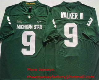 Men's Michigan State Spartans #9 Kenneth Walker III Green Stitched Jersey