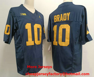 Men's Michigan Wolverines #10 Tom Brady Navy FUSE College Football Jersey