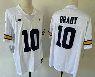 Men's Michigan Wolverines #10 Tom Brady White 2022 Vapor Untouchable Stitched Jersey