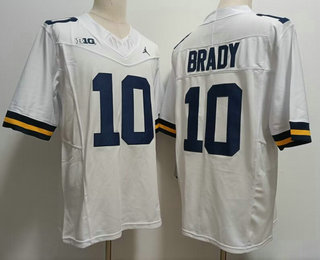 Men's Michigan Wolverines #10 Tom Brady White 2023 FUSE Vapor Stitched Jersey